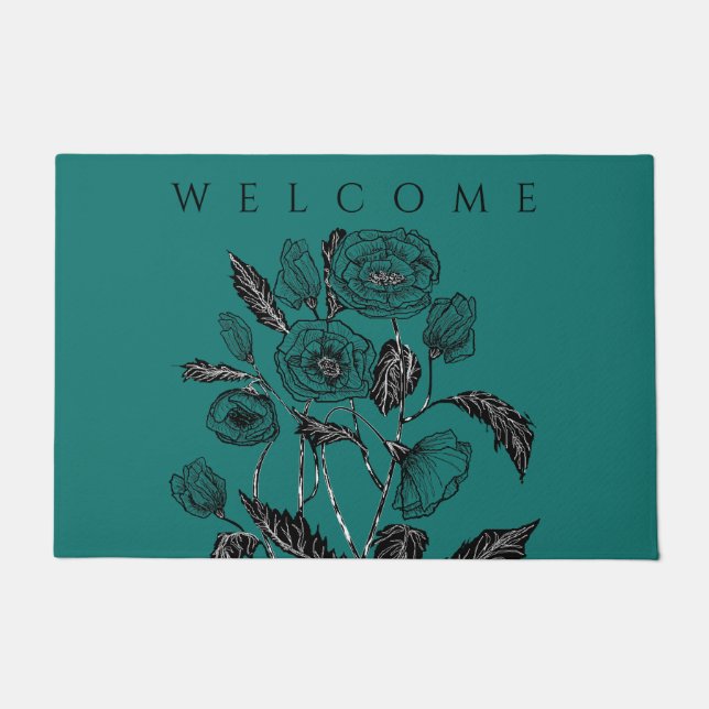 Poppies Doormat or Choose Color (Front)