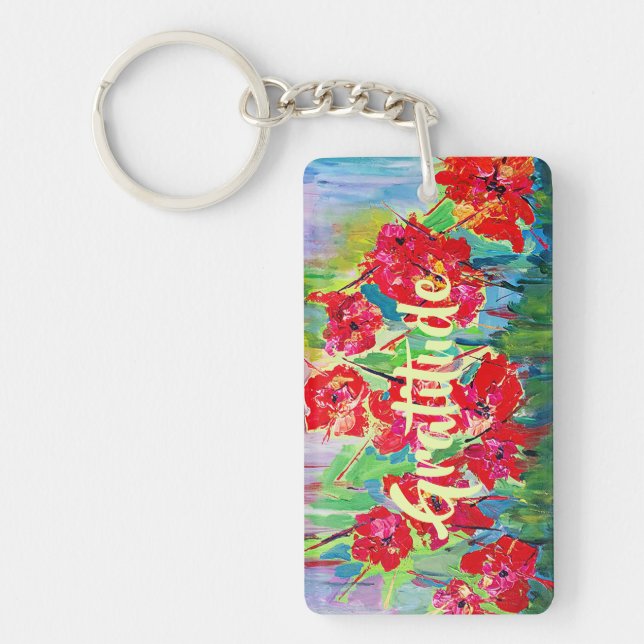 Poppies English and Hebrew Keychain (Front)