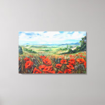 Poppies Field Landscape Oil Painting