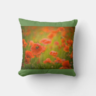 Poppies field throw pillow