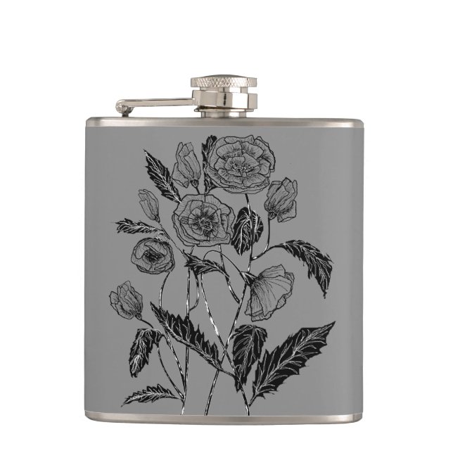 Poppies Flask - Choose Color (Front)