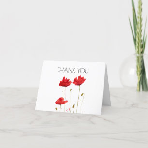 Poppies Floral 1st First Birthday Party Thank you 
