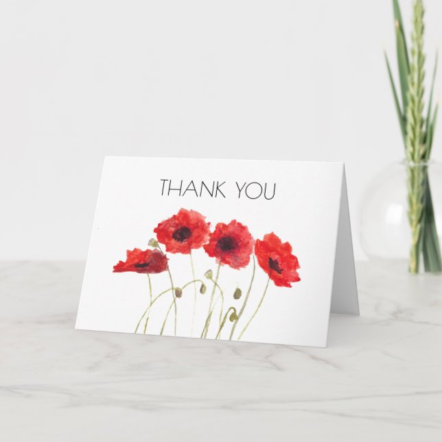 Poppies Floral 2nd Birthday Party Thank you  (Front)