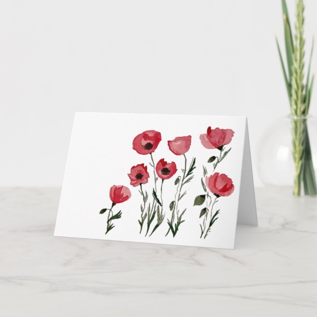 Poppies- Floral 5X7 Blank Greeting Card (Front)