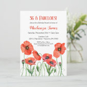 Poppies Floral Birthday Invitation Adult Poppy (Standing Front)