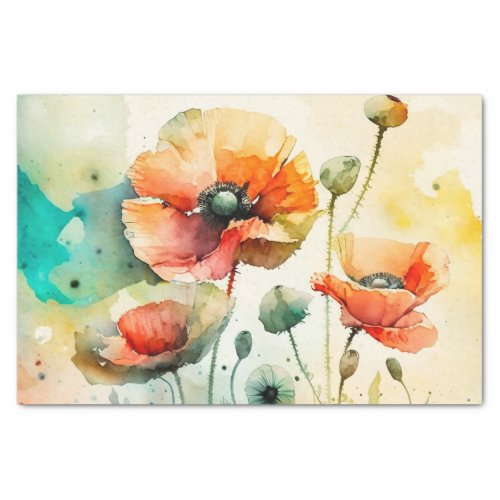 POPPIES floral decoupage paper
