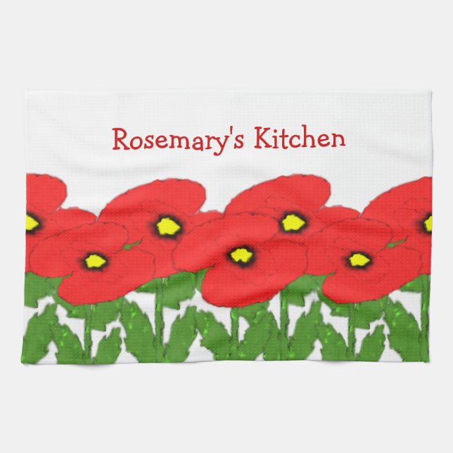 Poppies Floral Design Towel (Horizontal)