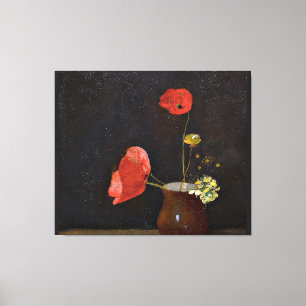 Poppies, floral painting by Odilon Redon Canvas Print