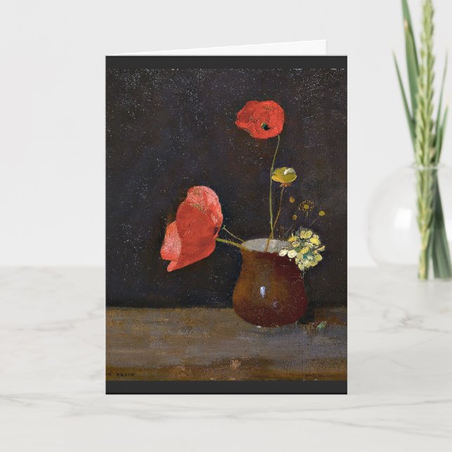 Poppies, floral painting by Odilon Redon Card (Front)
