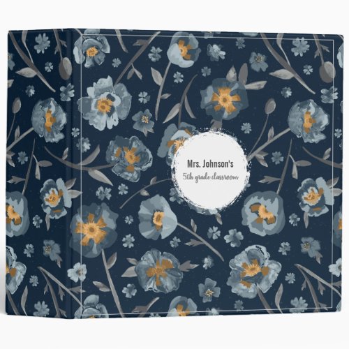 Poppies Floral Pattern Teacher 3 Ring Binder