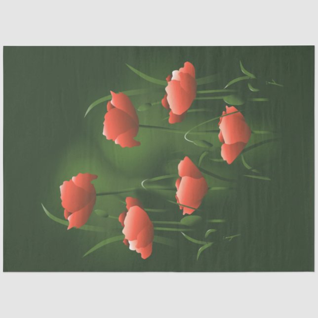 Poppies Floral Poppy 2 Decoupage Tissue Paper (Front)