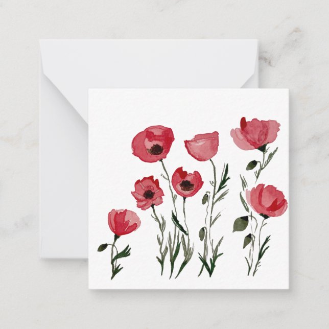 Poppies- Floral Square Note Card (Front)