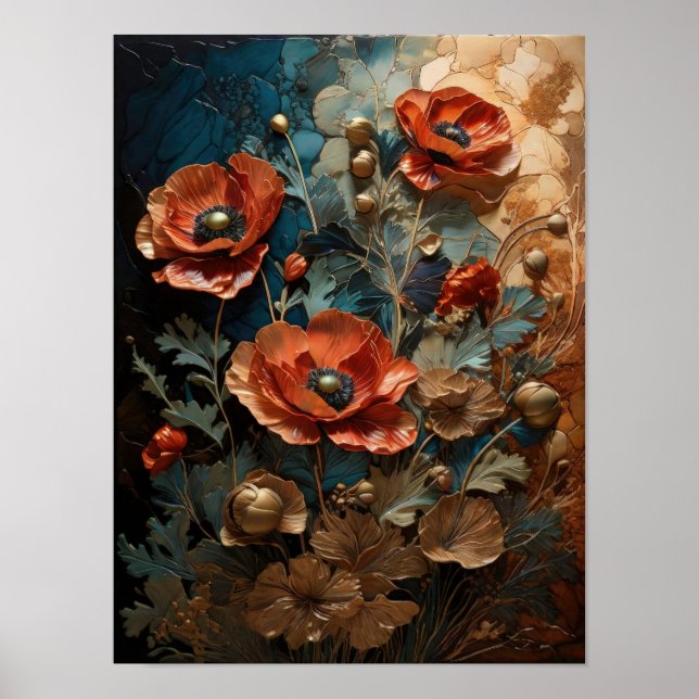 Poppies - flowers digital art poster (Front)