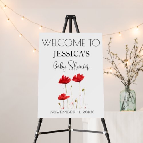 Poppies Flowers Poppy Baby Shower Welcome Sign