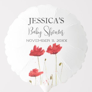 Poppies Flowers Poppy Baby Shower Wildflower Girl Balloon