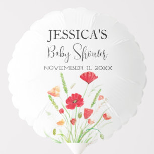 Poppies Flowers Poppy Baby Shower Wildflower Girl Balloon