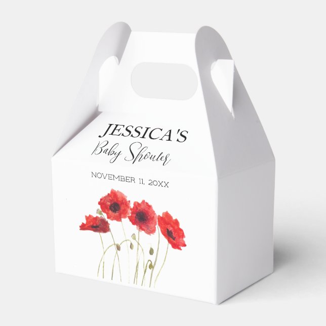 Poppies Flowers Poppy Baby Shower Wildflower girl Favor Boxes (Front Side)
