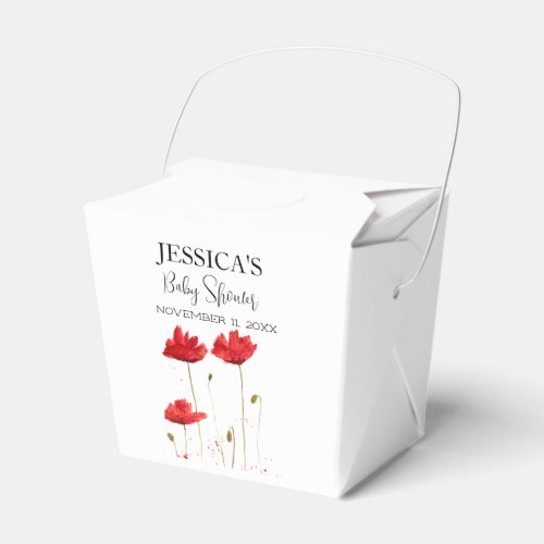 Poppies Flowers Poppy Baby Shower Wildflower girl Favor Boxes