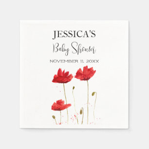 Poppies Flowers Poppy Baby Shower Wildflower girl Napkins