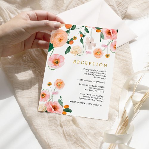 Poppies Flowers Wedding  Reception Enclosure Card