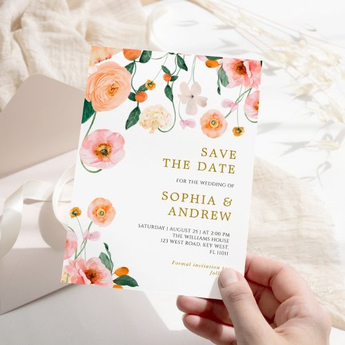 Poppies Flowers Wedding Save the Date  Invitation