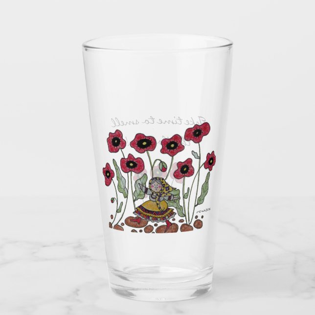 Poppies for Retirement Ukrainian Folk Art Glass (Front)