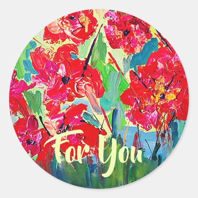 Poppies For You Classic Round Sticker (Front)