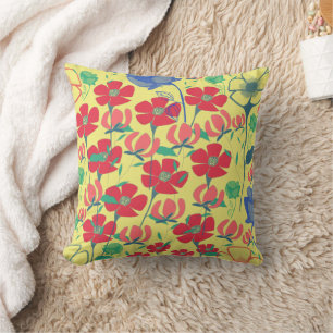 Poppies Garden Yellow Cushion