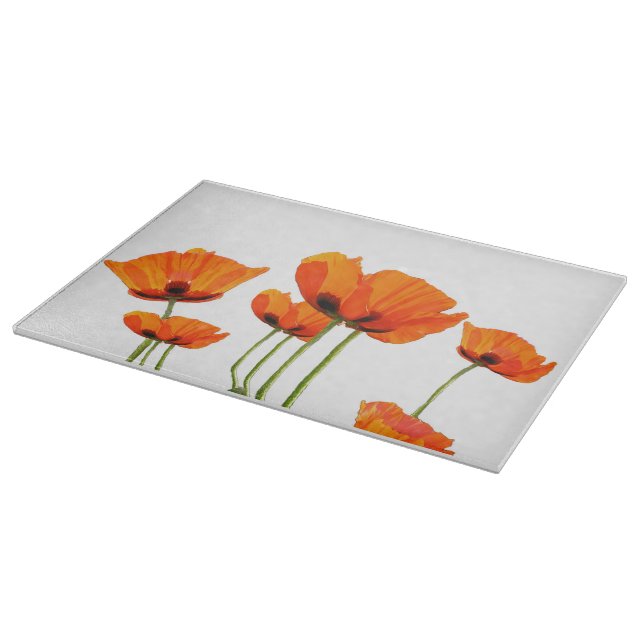 Poppies! Glass Cutting Board (Corner)