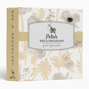Poppies Gold Gray Watercolor Guest Information 3 Ring Binder
