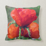 Poppies Grade A Cotton Throw Pillow 16x16
