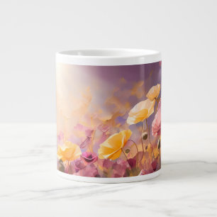Poppies growing in a field - Watercolour Pastels Giant Coffee Mug