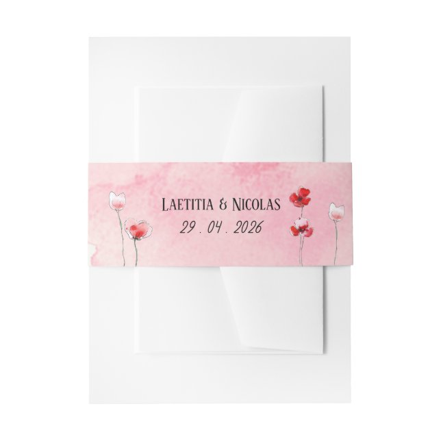 "Poppies" Headband Invitation Belly Band (Front Example)