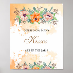 Poppies how many kisses bridal shower game post poster