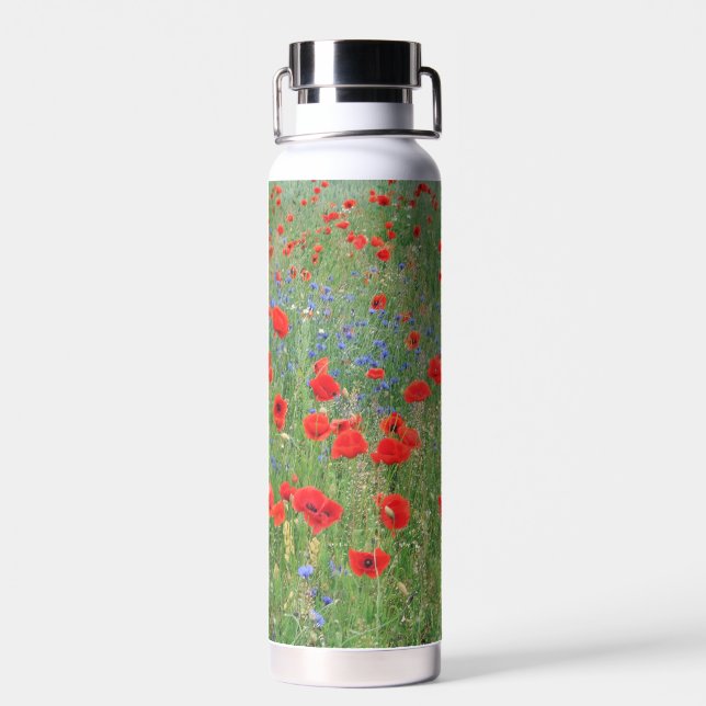 Poppies in a Cornfield Water Bottle (Back)