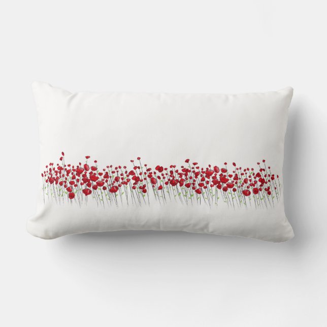 Poppies in a Field Lumbar Pillow (Front)