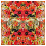Poppies In A Glass Vase Black Outline Art Fabric