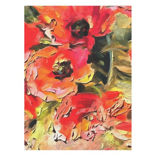 Poppies In A Glass Vase Black Outline Art Tablecloth