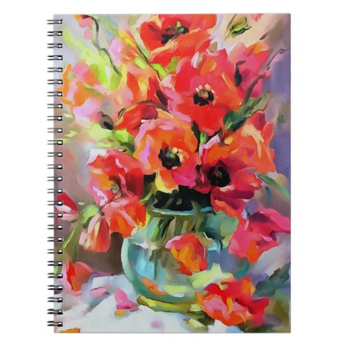 Poppies In A Glass Vase Notebook