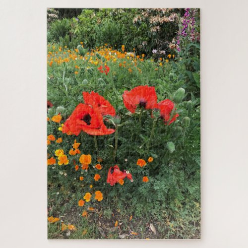 Poppies in an English Garden Jigsaw Puzzle
