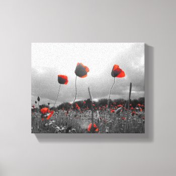Poppies In Black White And Red Canvas Print by stuARTcreations at Zazzle