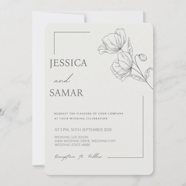Poppies in Bloom Wedding Invitation (Front)