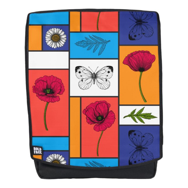 Poppies in colorful boxes backpack (Front)
