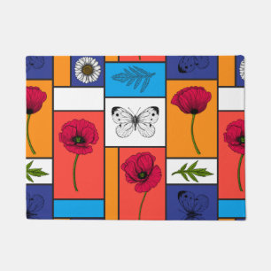 Poppies in colorful boxes doormat