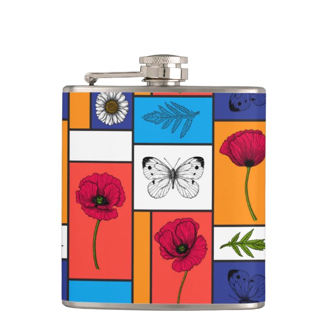 Poppies in colorful boxes flask (Front)
