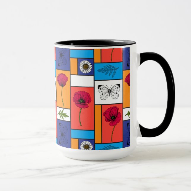 Poppies in colorful boxes mug (Right)