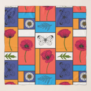 Poppies in colorful boxes scarf