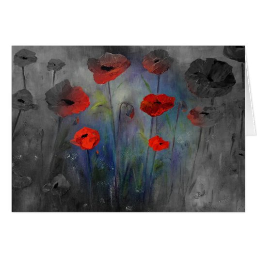 Poppies in Fog Cards (Front Horizontal)