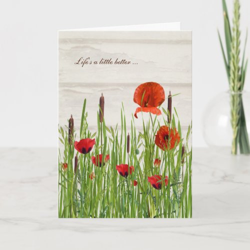 Poppies in Grass Thank You