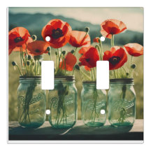 poppies in mason jars